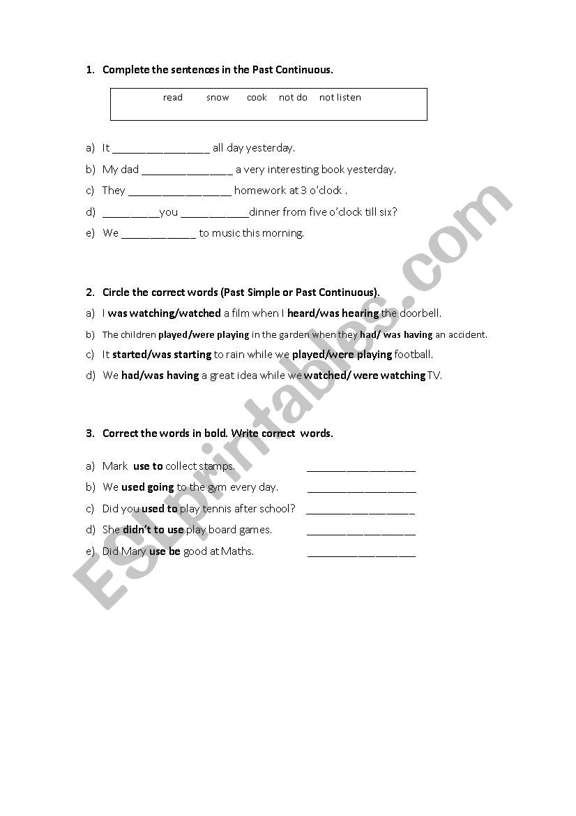 Exercise Mix worksheet