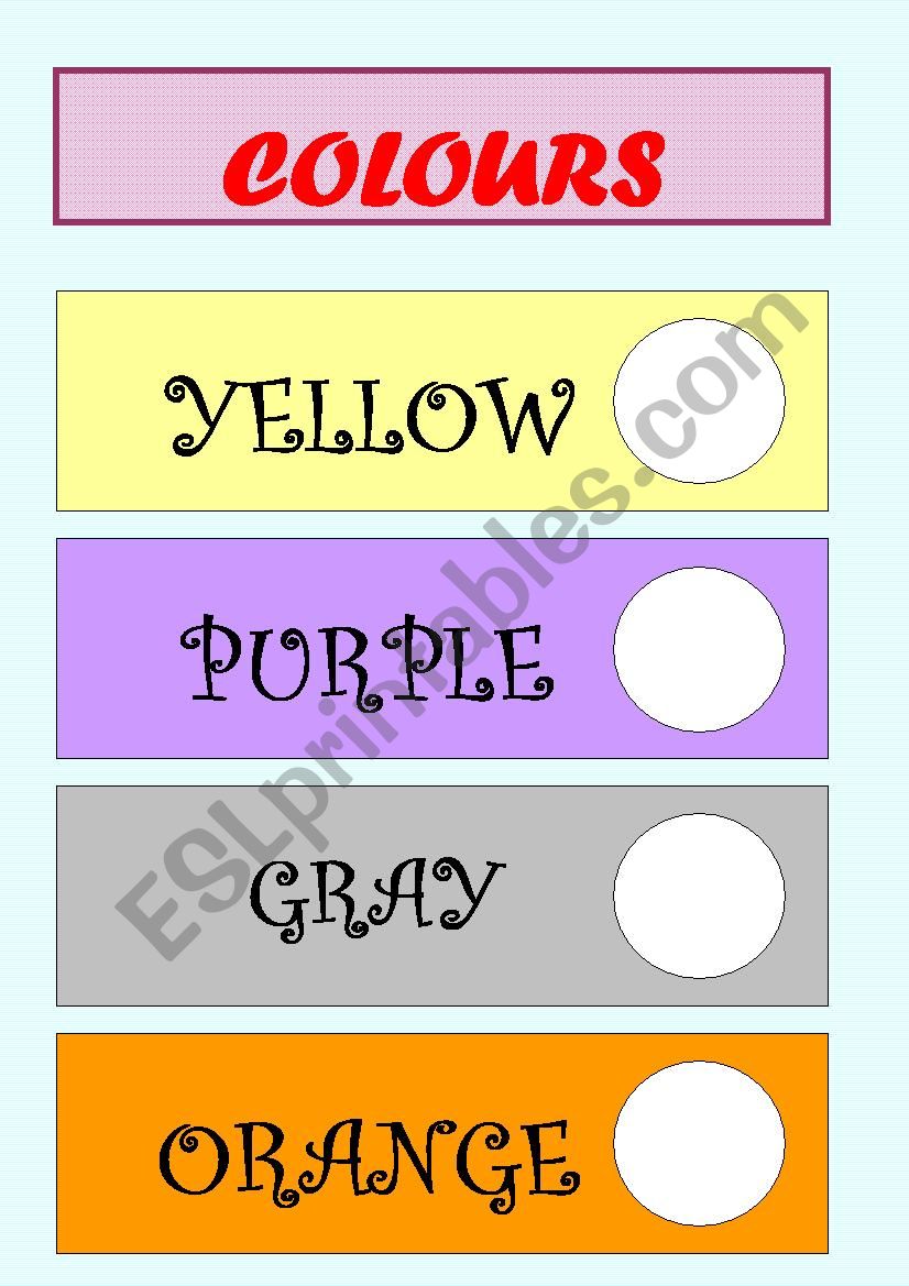 colours worksheet