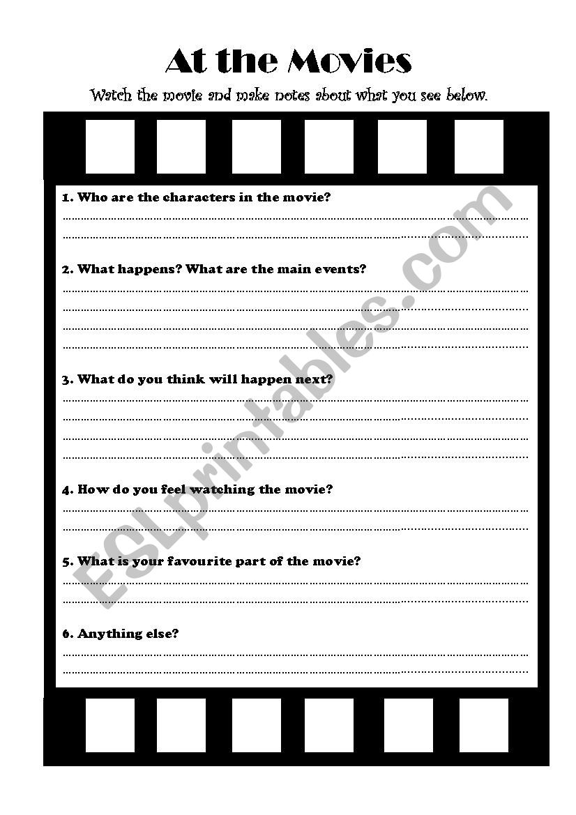 Movie Watching Writing worksheet