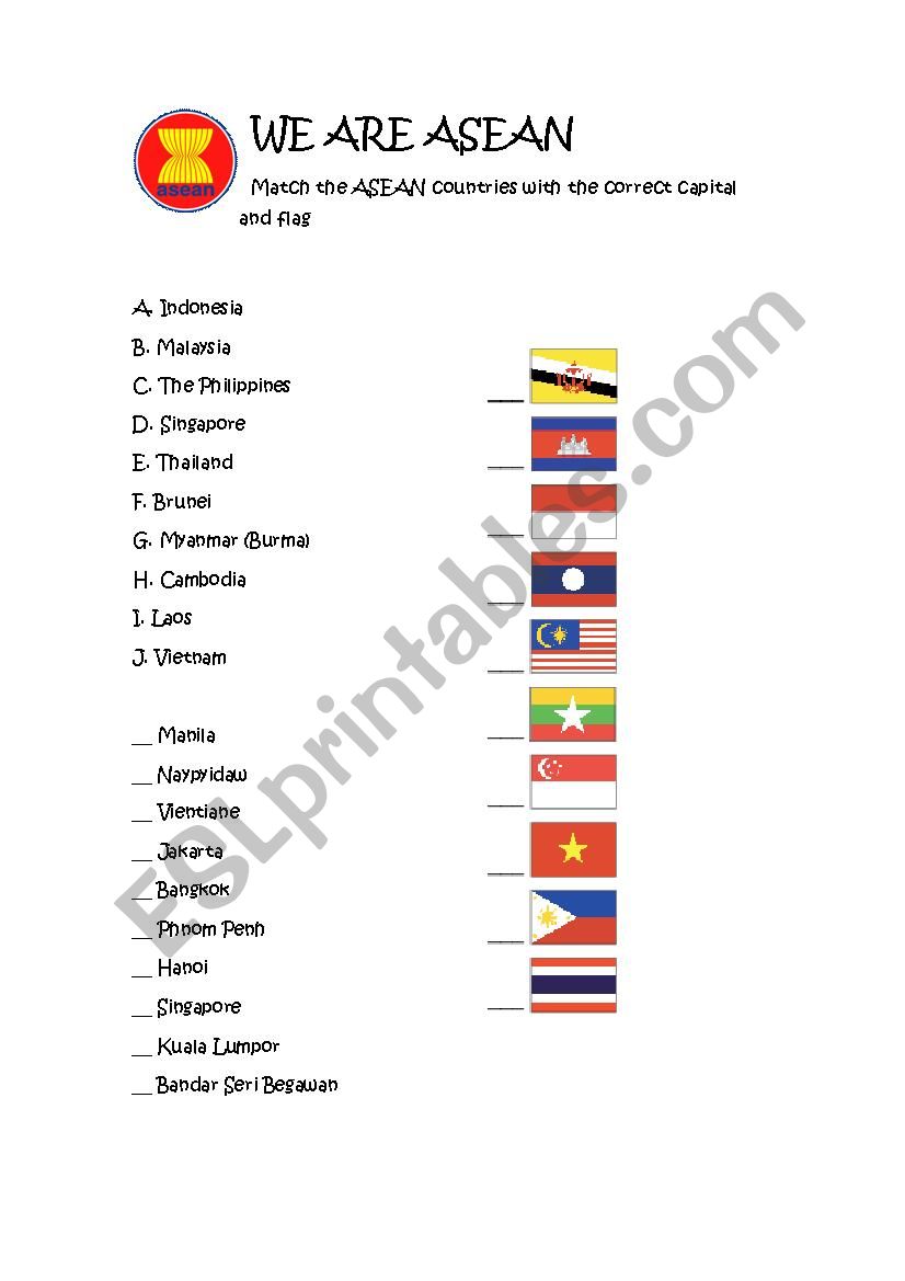 ASEAN nations capitals and flags