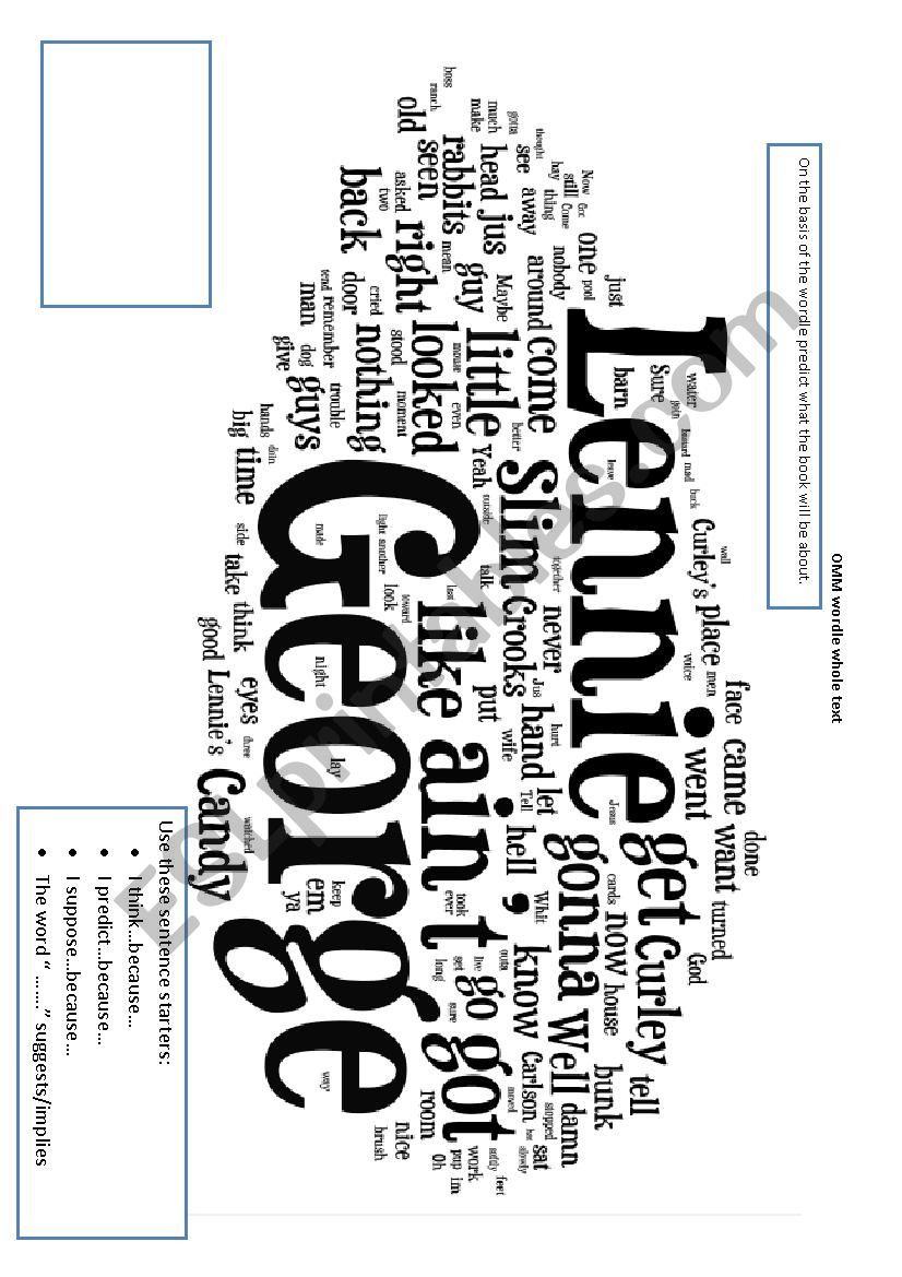 Of Mice and Men wordle - prediction chapter 1