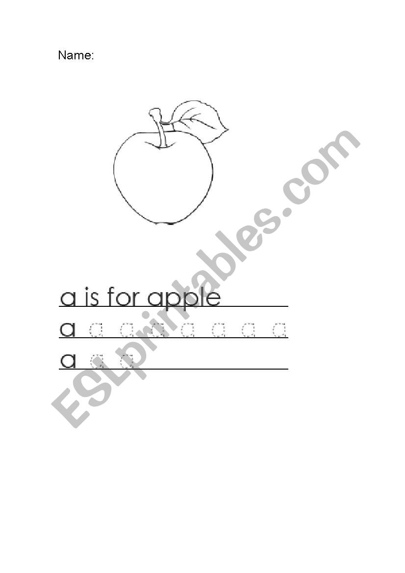 A For Apple Esl Worksheet By Vmcasavo