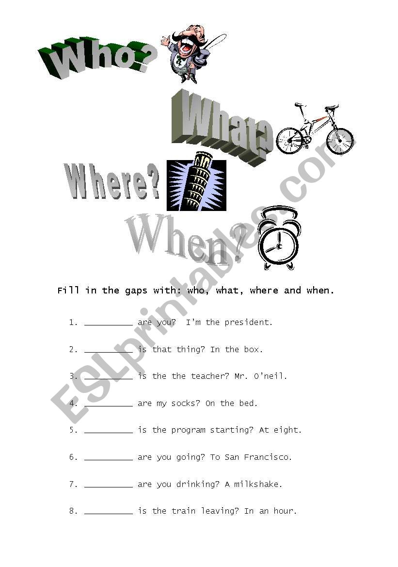 Who - What - Where - When worksheet
