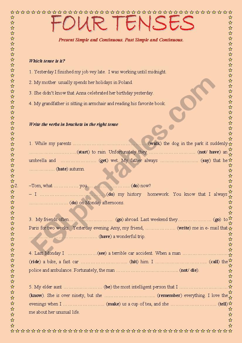 Four tenses worksheet