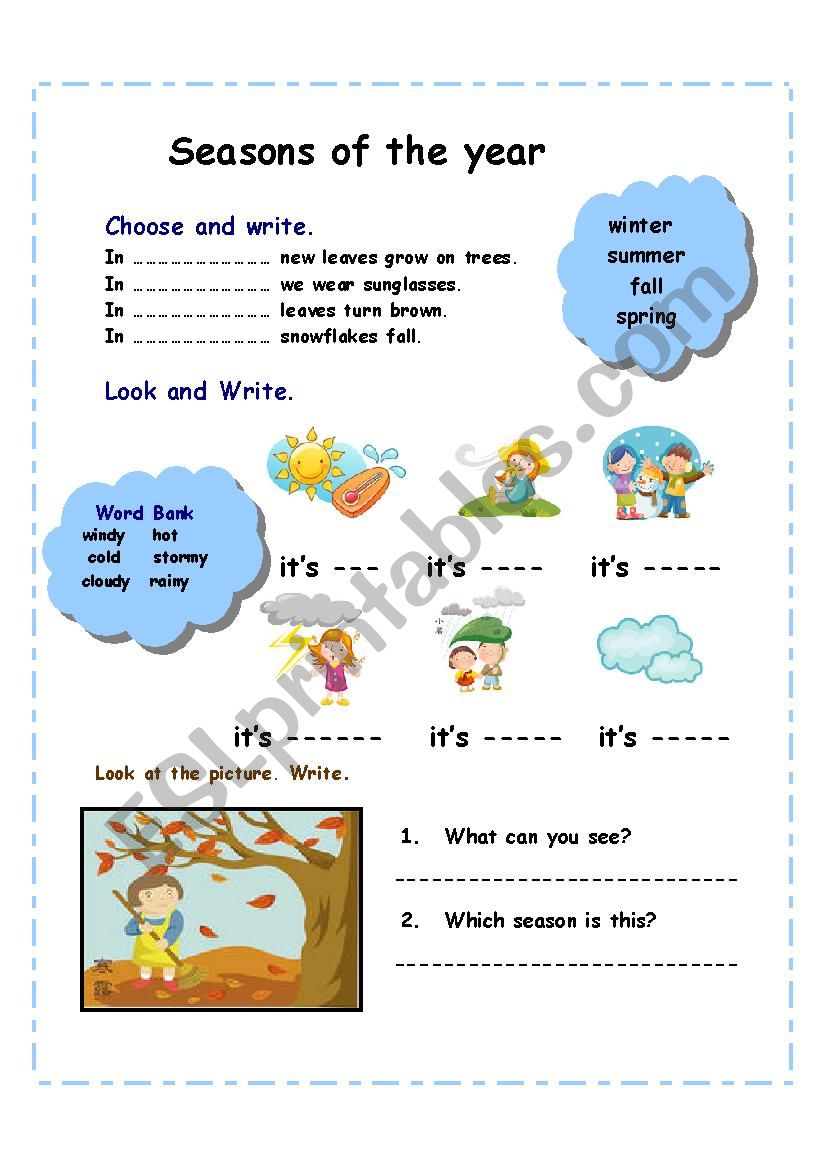 seasons worksheet