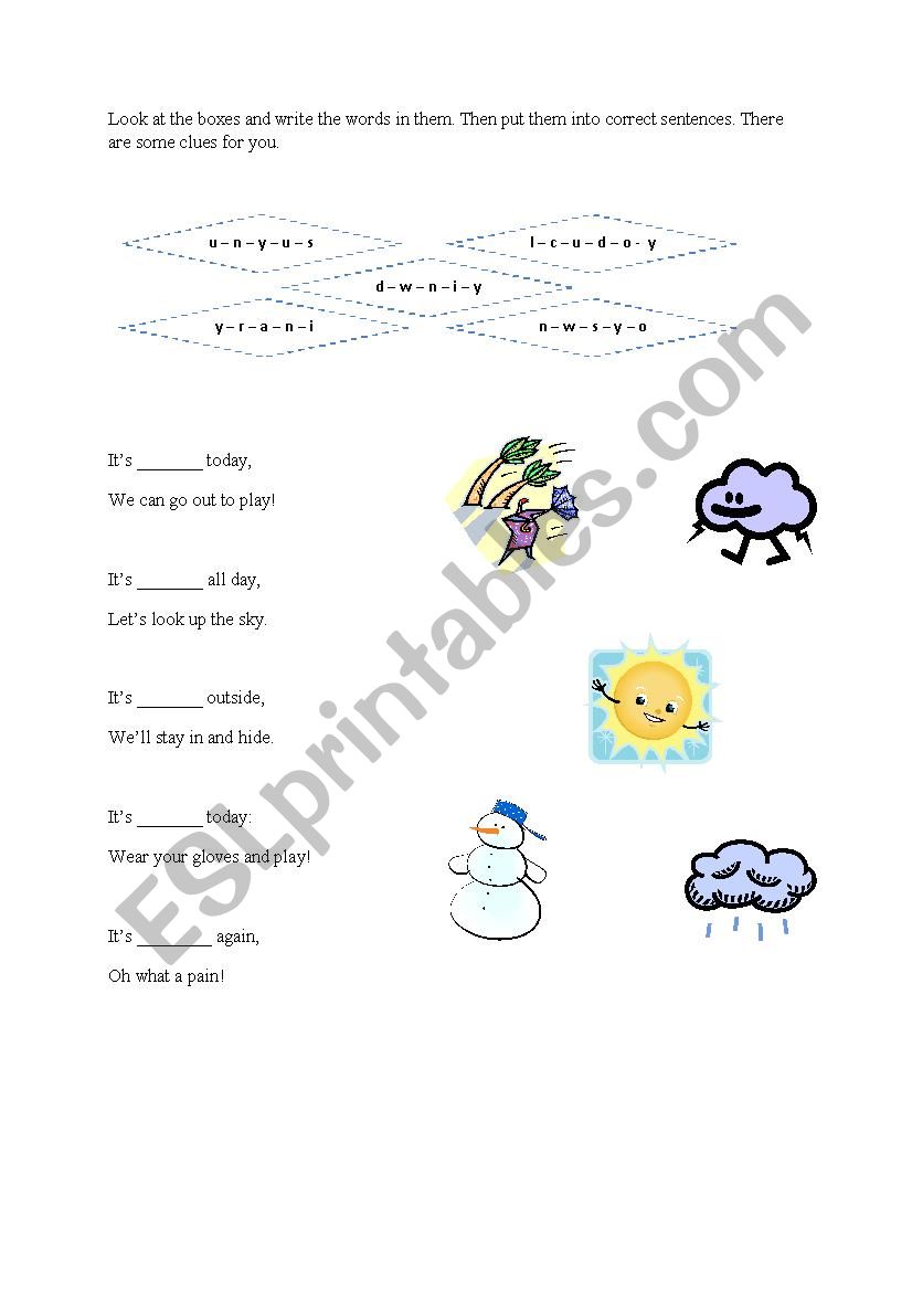 Weather conditions worksheet worksheet