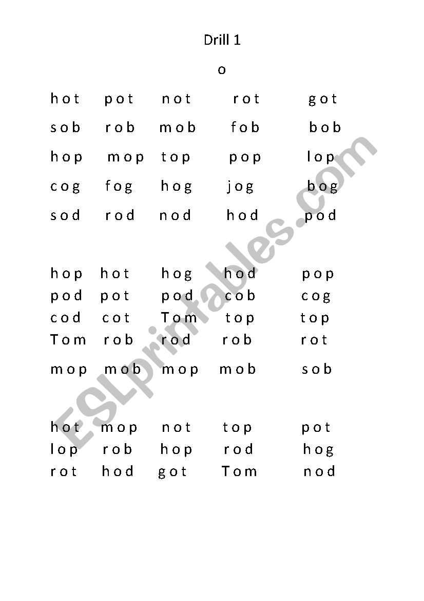 reading drill  worksheet