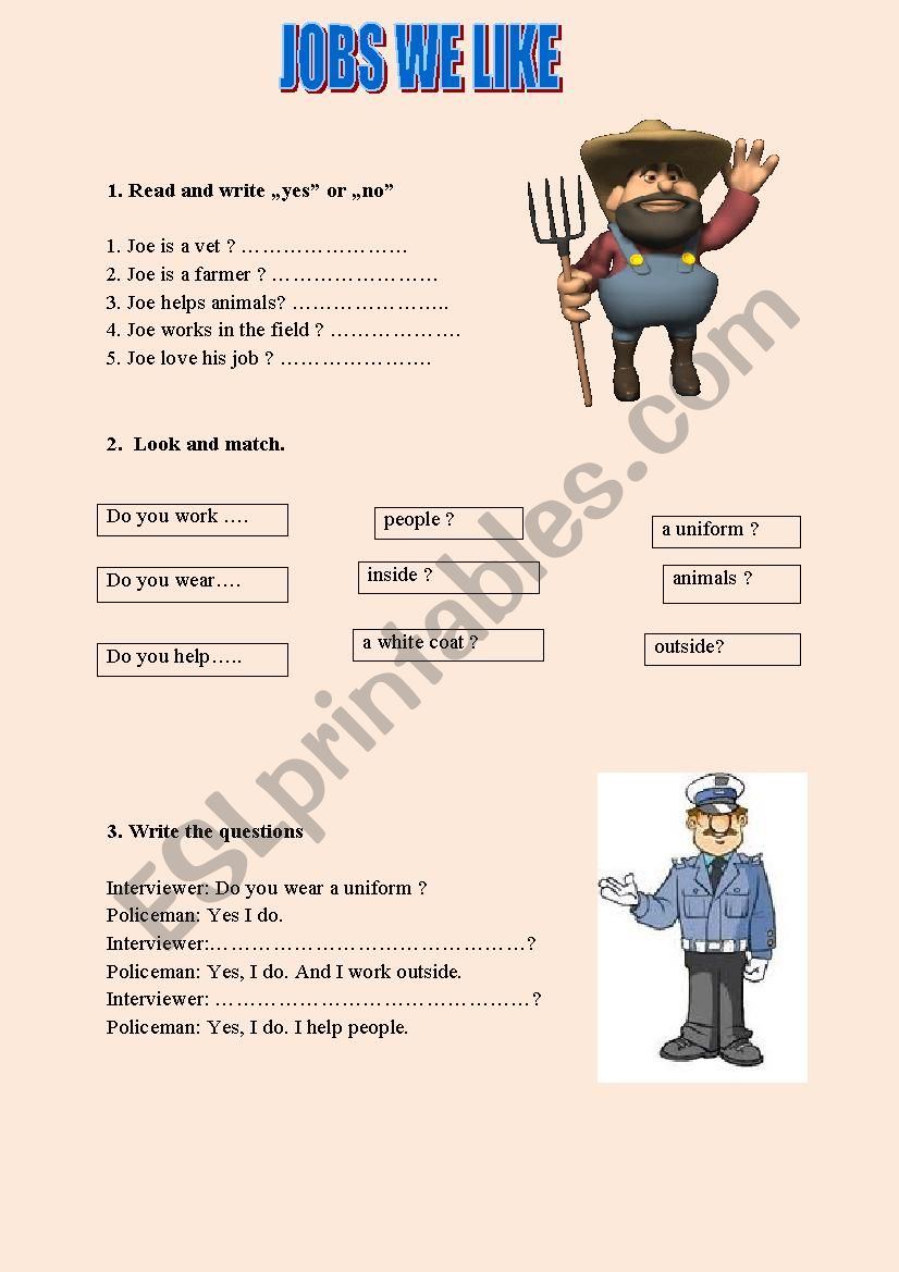 Jobs we like - Vocabulary worksheet