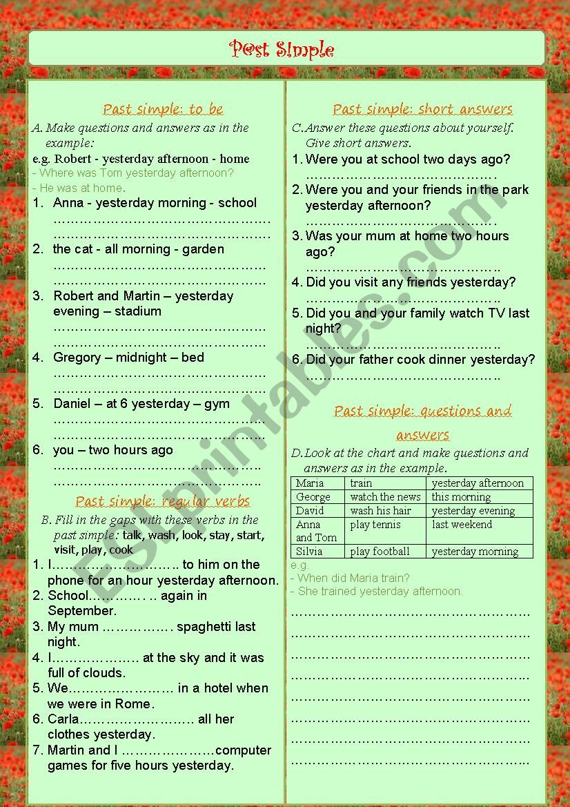 P@st S!mple worksheet