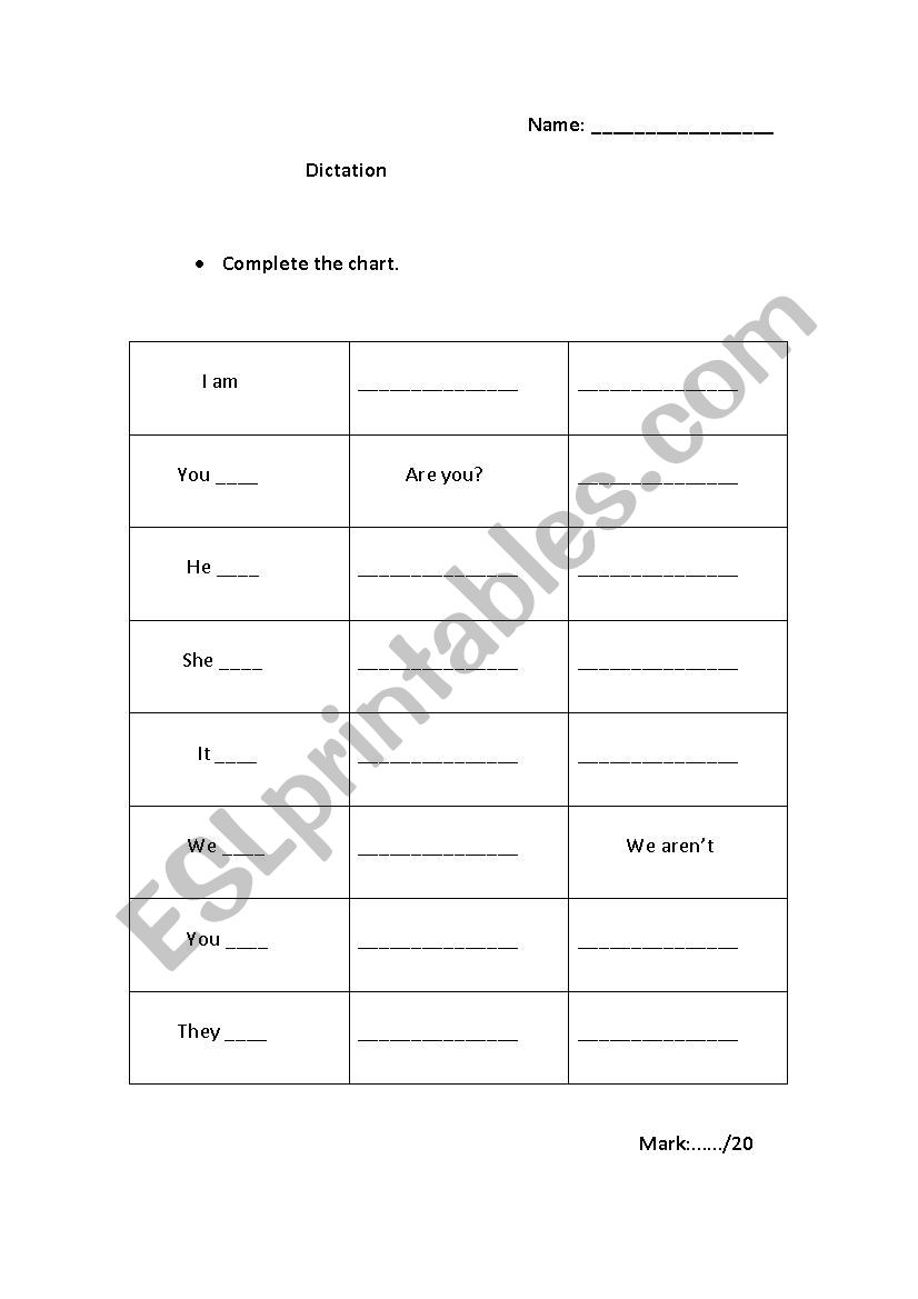 The verb be worksheet worksheet