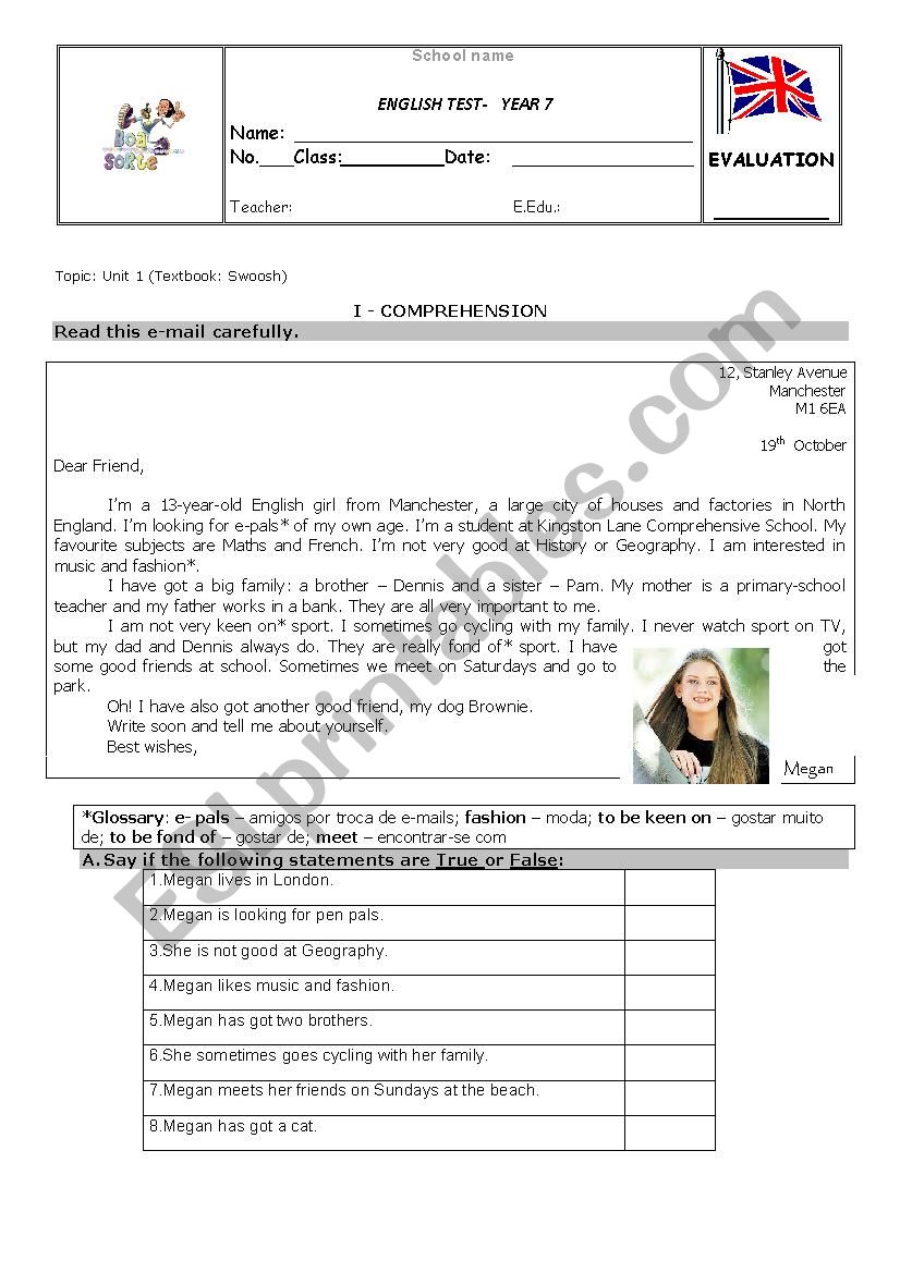 Test - MeganÂ´s e-mail worksheet