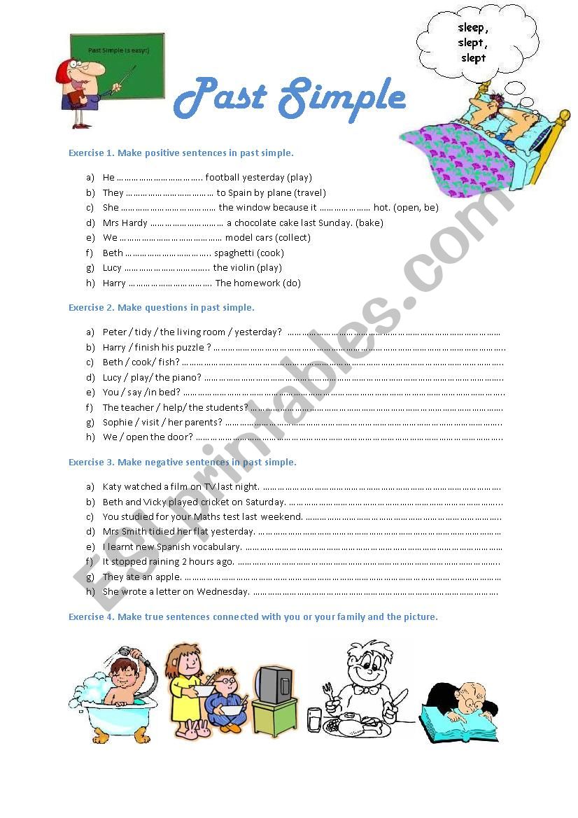 Past Simple activities worksheet