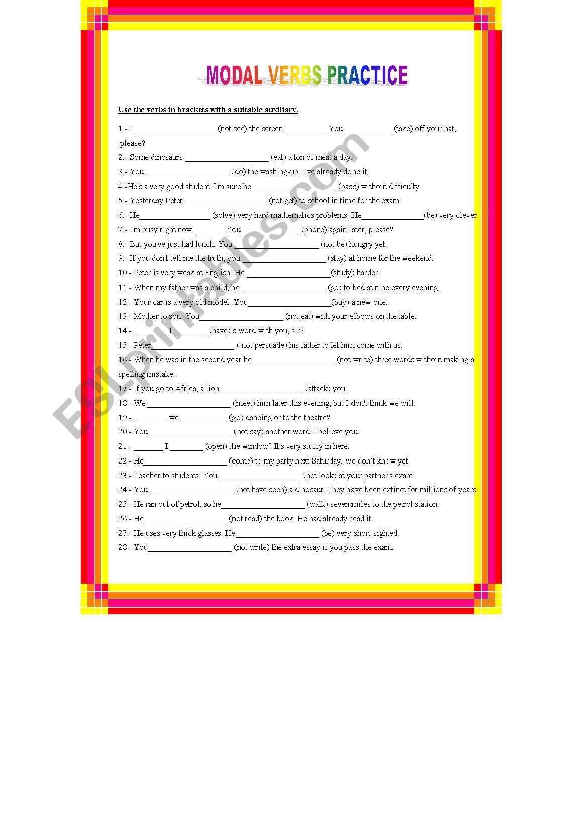 Modal Verbs Revision worksheet