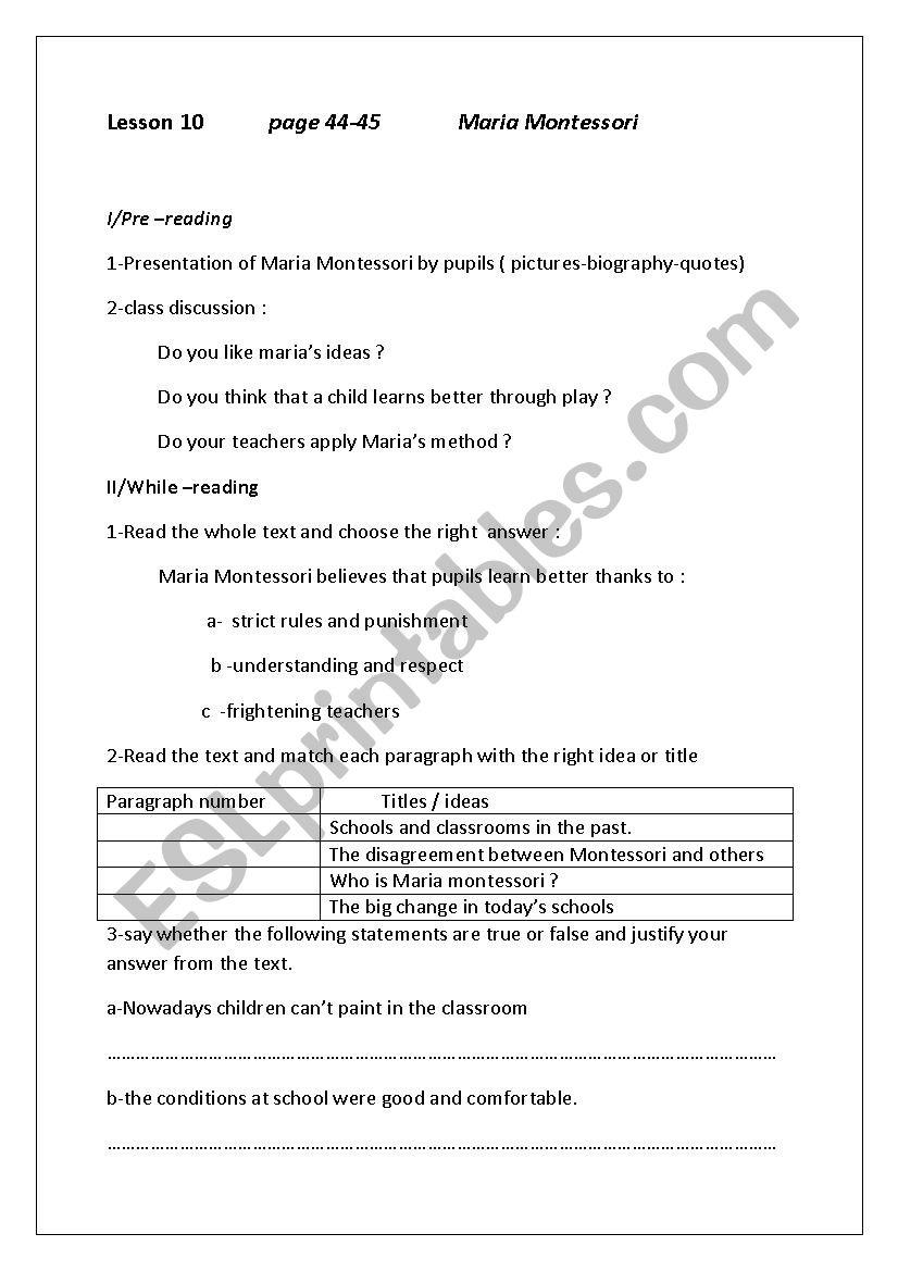 lesson 10  p 44 1st form secondary education