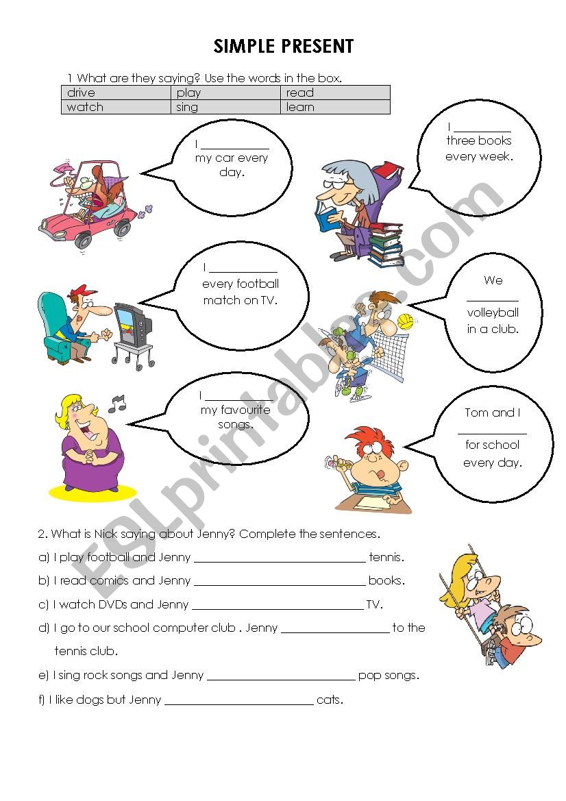 Simple present easy exercises worksheet