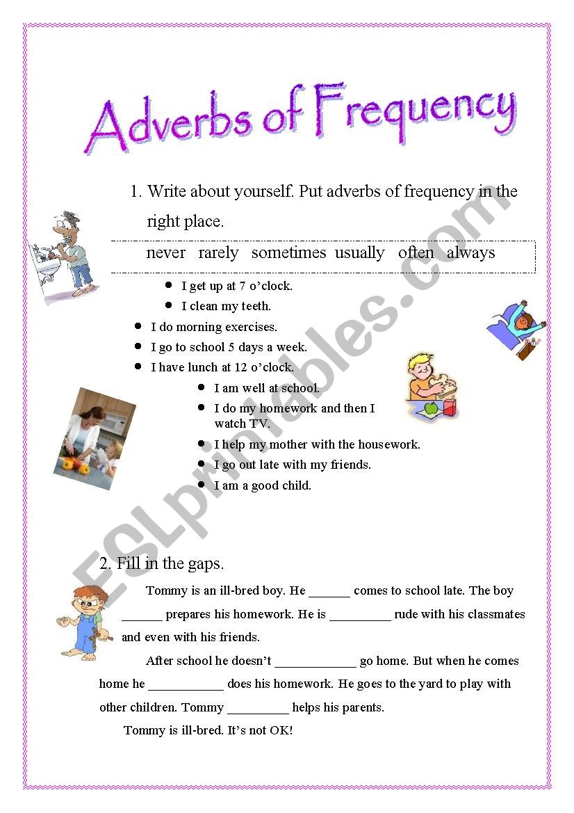 Adverbs of frequency worksheet