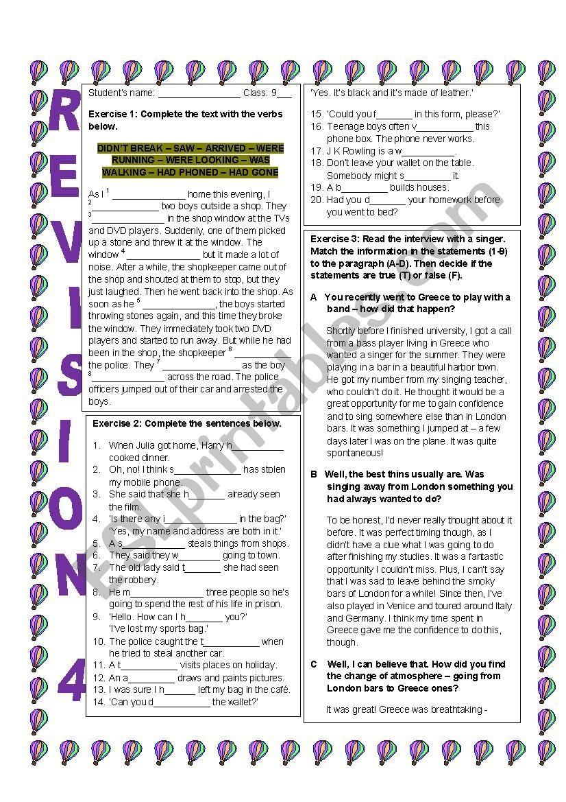 REVISION 4 worksheet