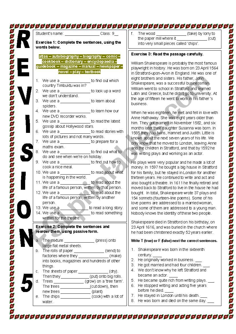 REVISION 5 worksheet