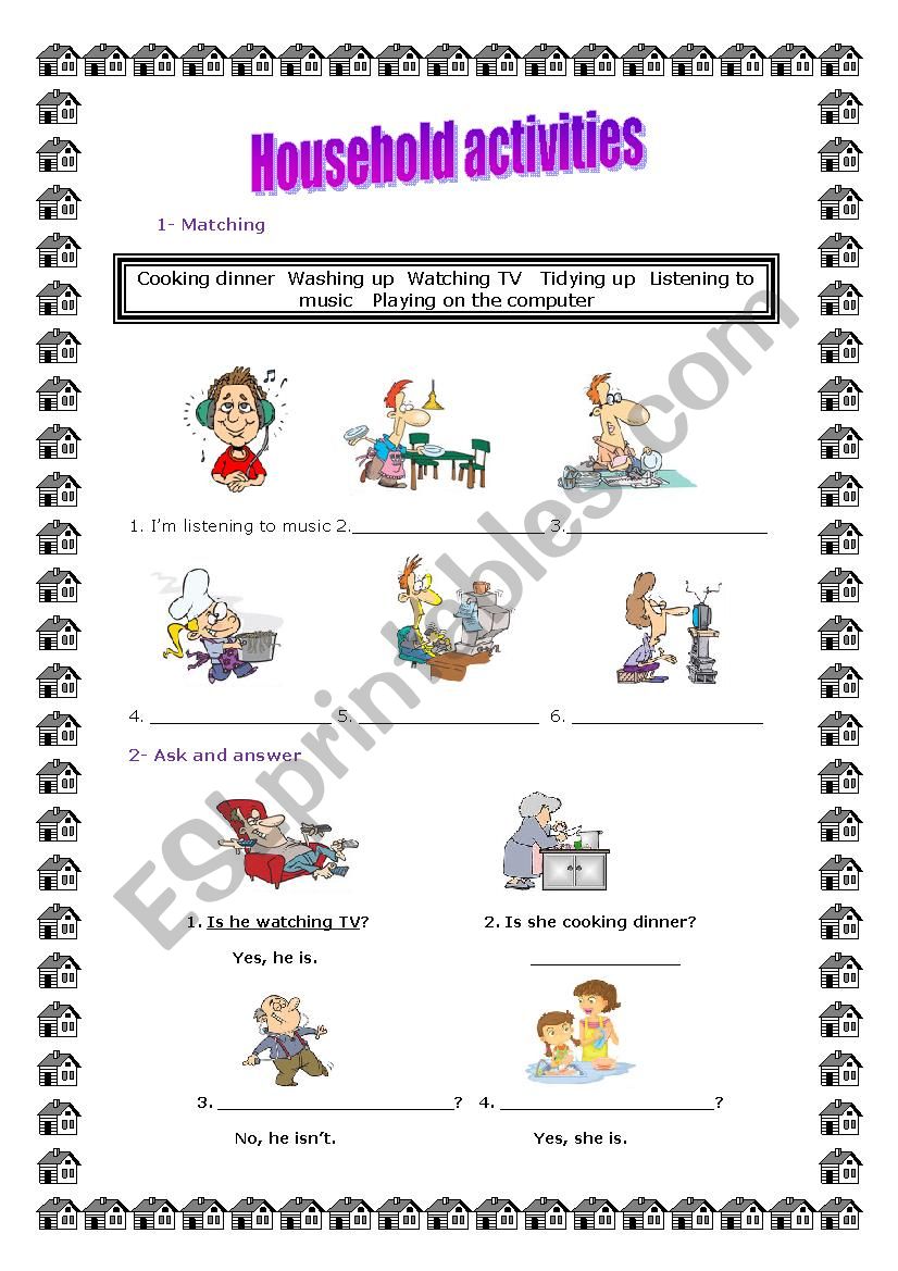 Household activities: Revision with Present Continuous