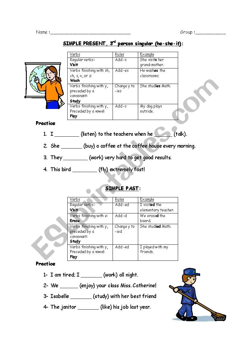 Simple present VS simple past worksheet