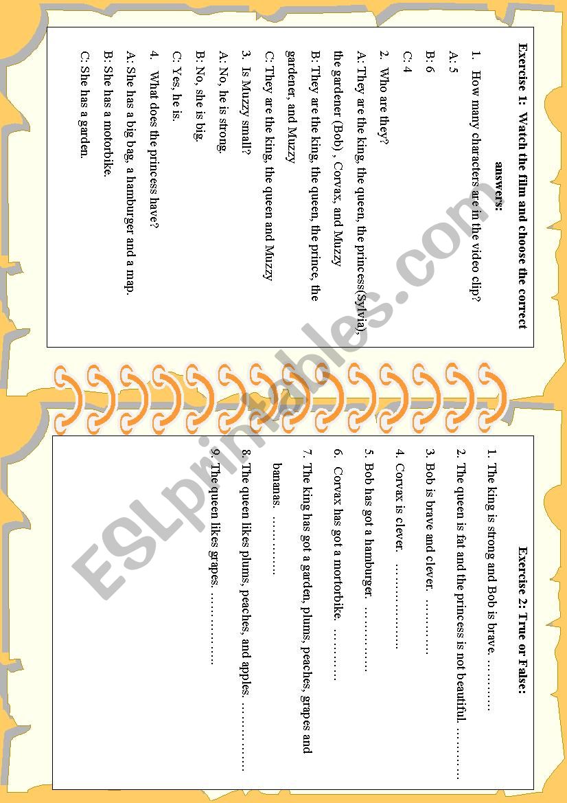 Listening tasks - Muzzy BBC English - Handout