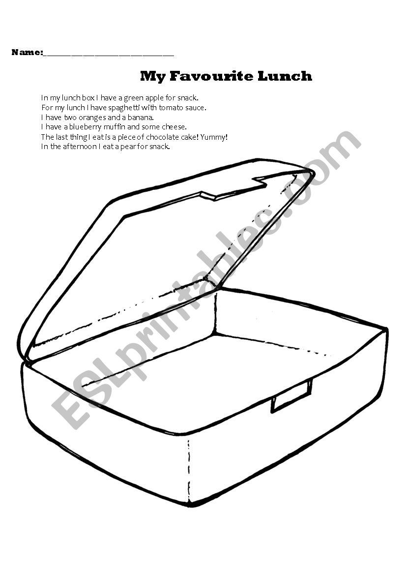 Food reading activity worksheet