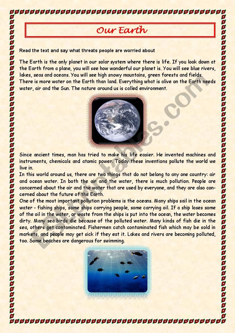 Our Earth worksheet