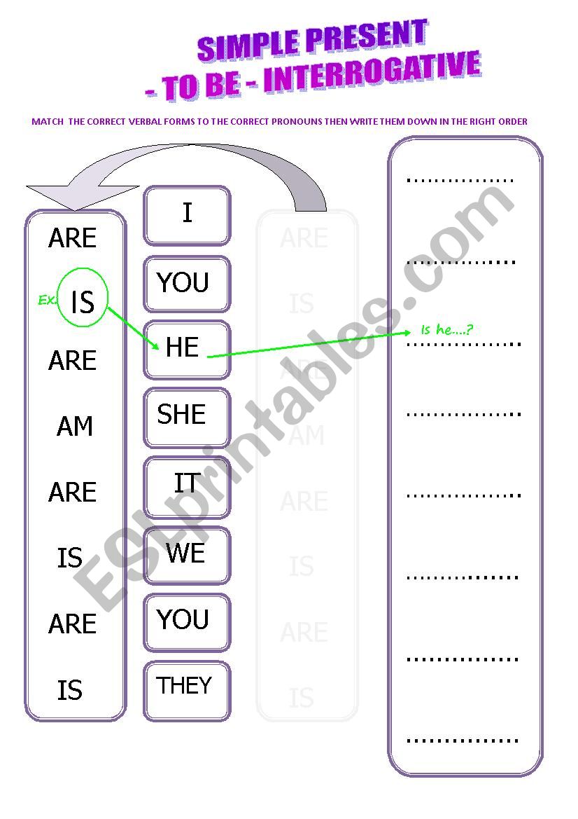 TO BE - INTERROGATIVE FORM worksheet