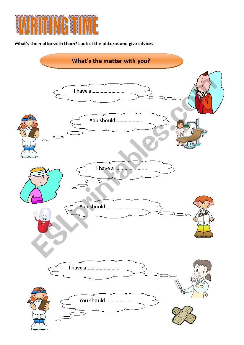 SHOULD with health problems worksheet