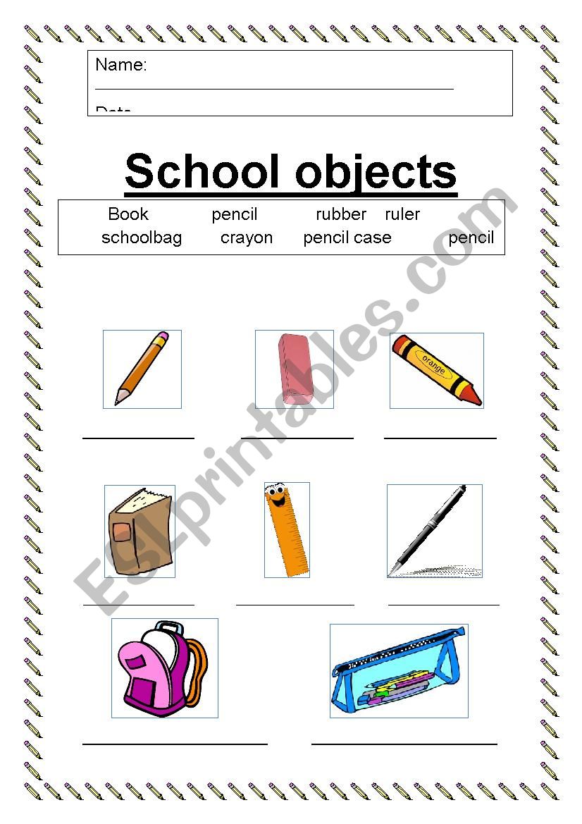 SCHOOL OBJECTS worksheet