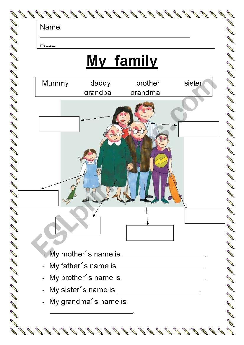 MY FAMILY worksheet
