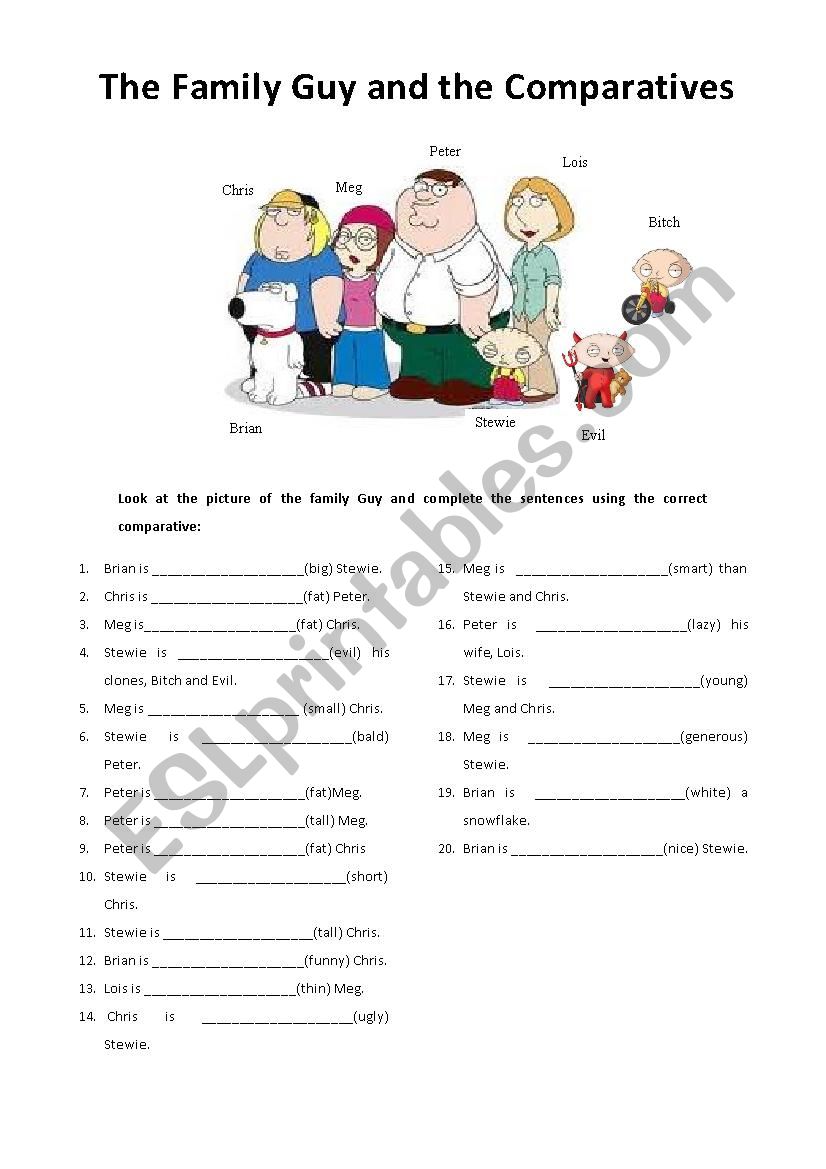 Comparatives worksheet