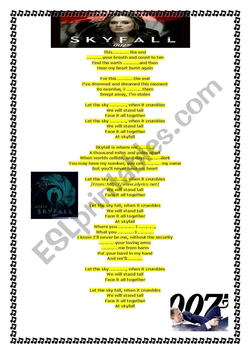 adele- skyfall worksheet