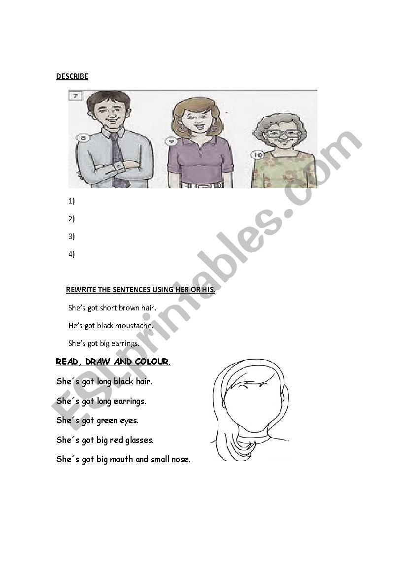 describing people worksheet