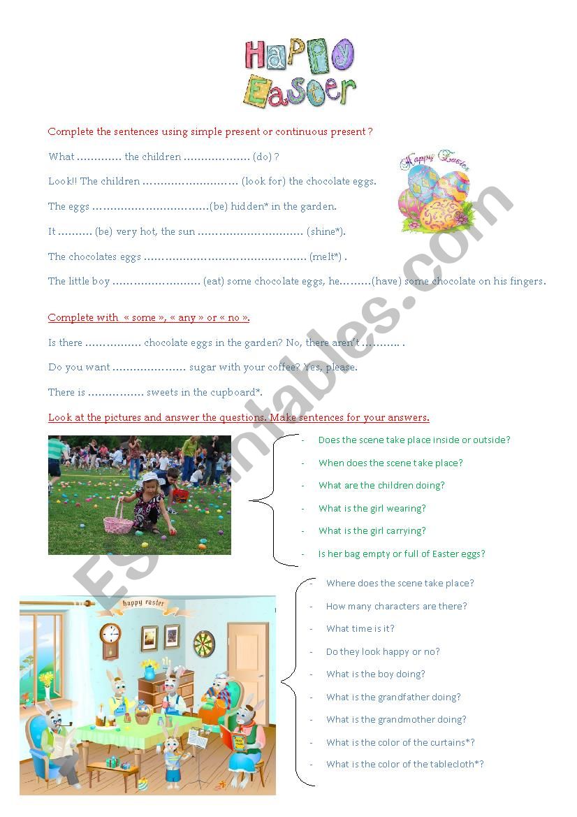 EASTER EXERCICES worksheet