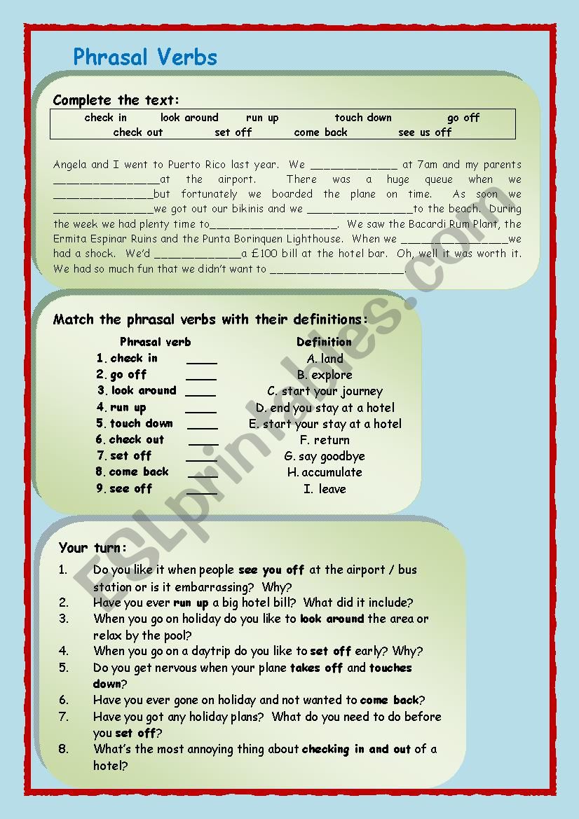 phrasal verbs worksheet