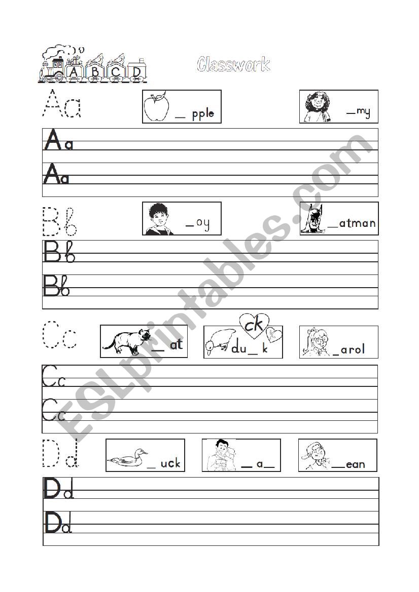 Writing letters a,b,c,d - part1