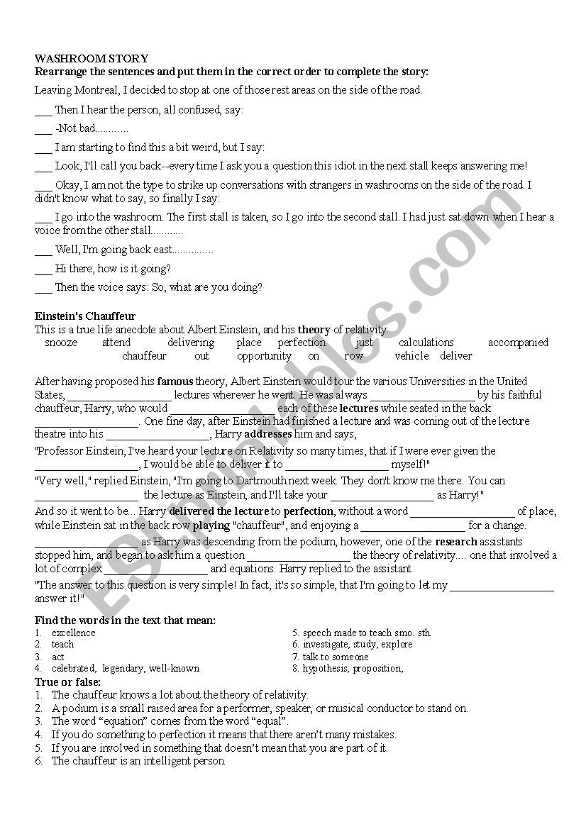 Rearrange the sentences  worksheet