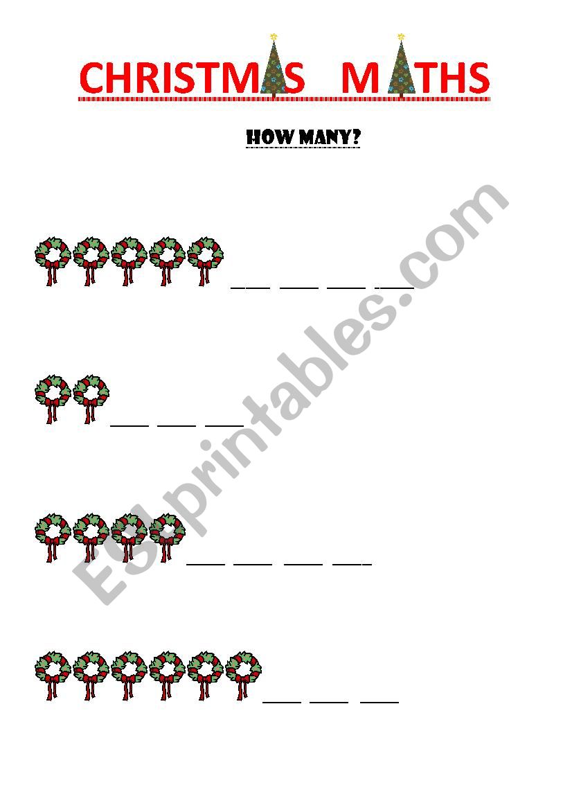 CHRISTMAS NUMBERS worksheet