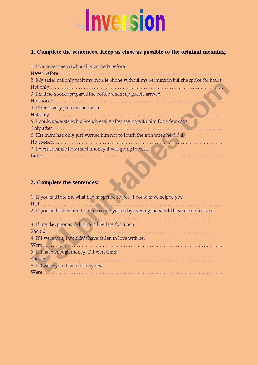 Inversion worksheet