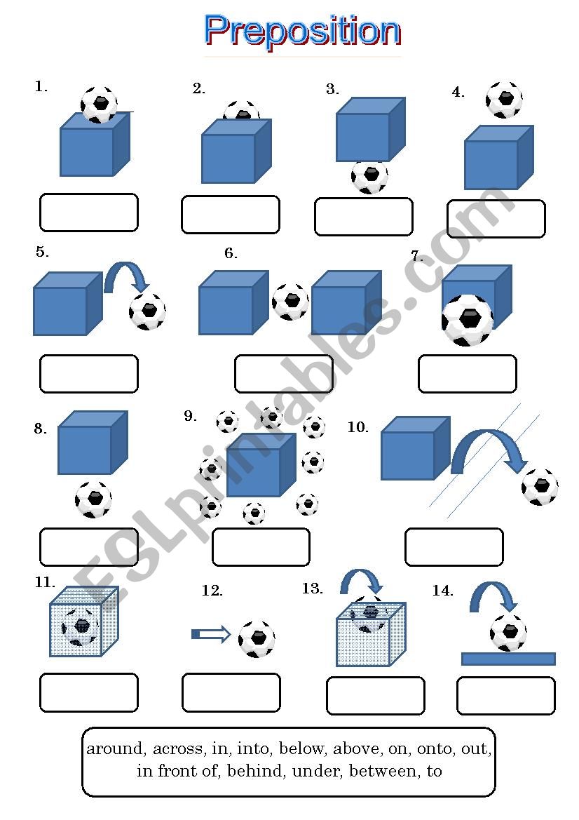 Prepositions  of place worksheet