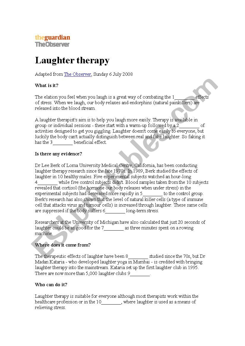Laughter Therapy worksheet