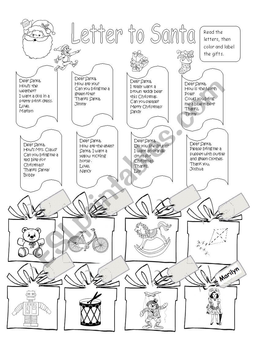 Letter to Santa worksheet