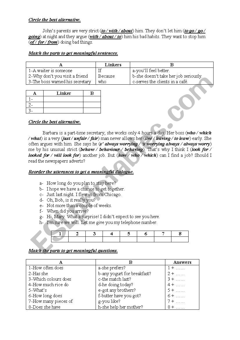 9th Form Worksheet 34 worksheet