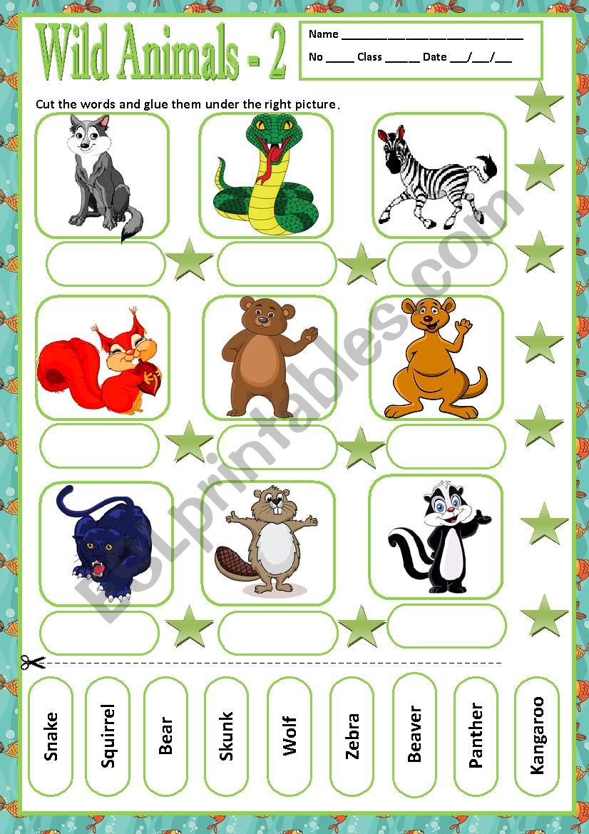WILD ANIMALS 2 - MATCHING worksheet