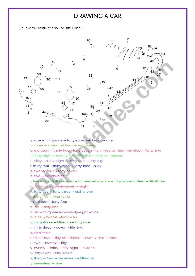Drawing a car! worksheet