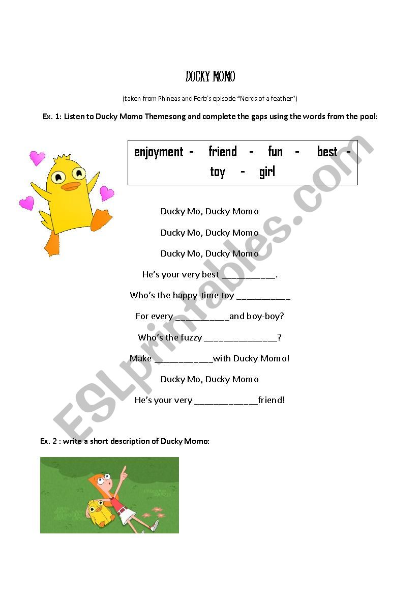 Ducky Momo worksheet
