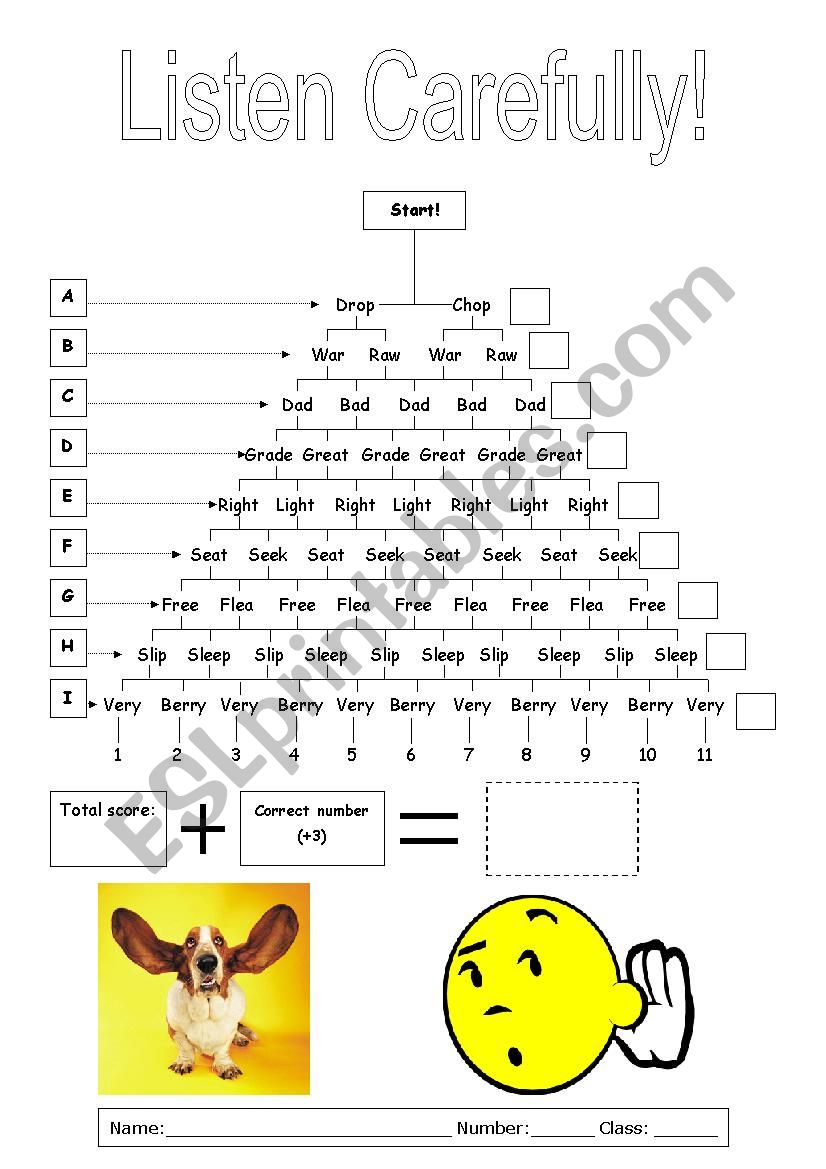 Listen Carefully worksheet