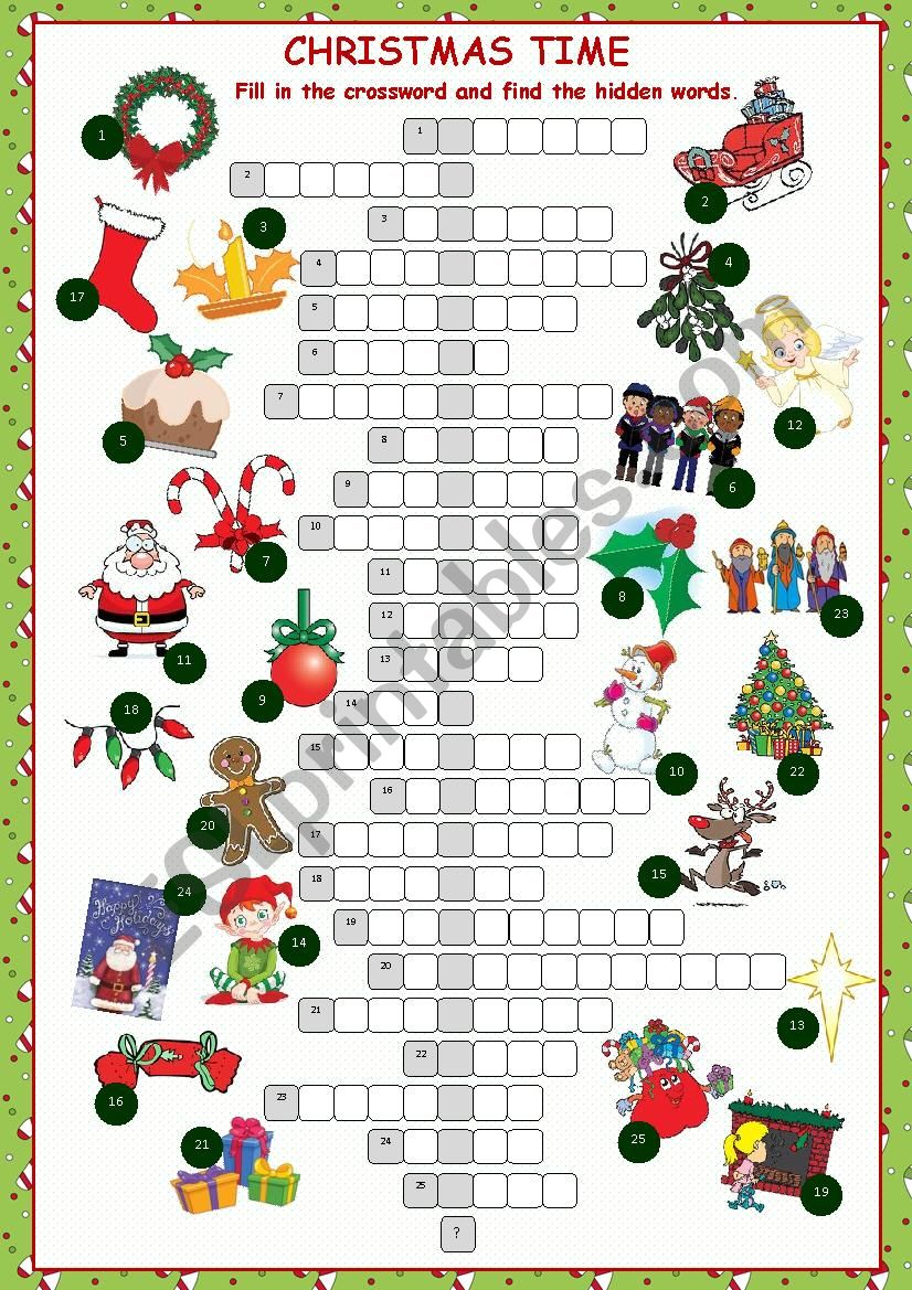 Christmas Crossword Puzzle worksheet