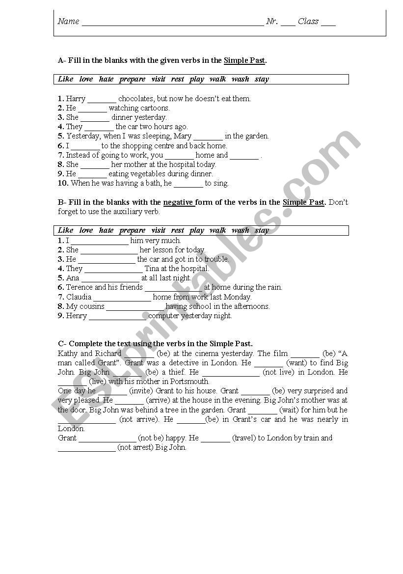 Simple Past worksheet